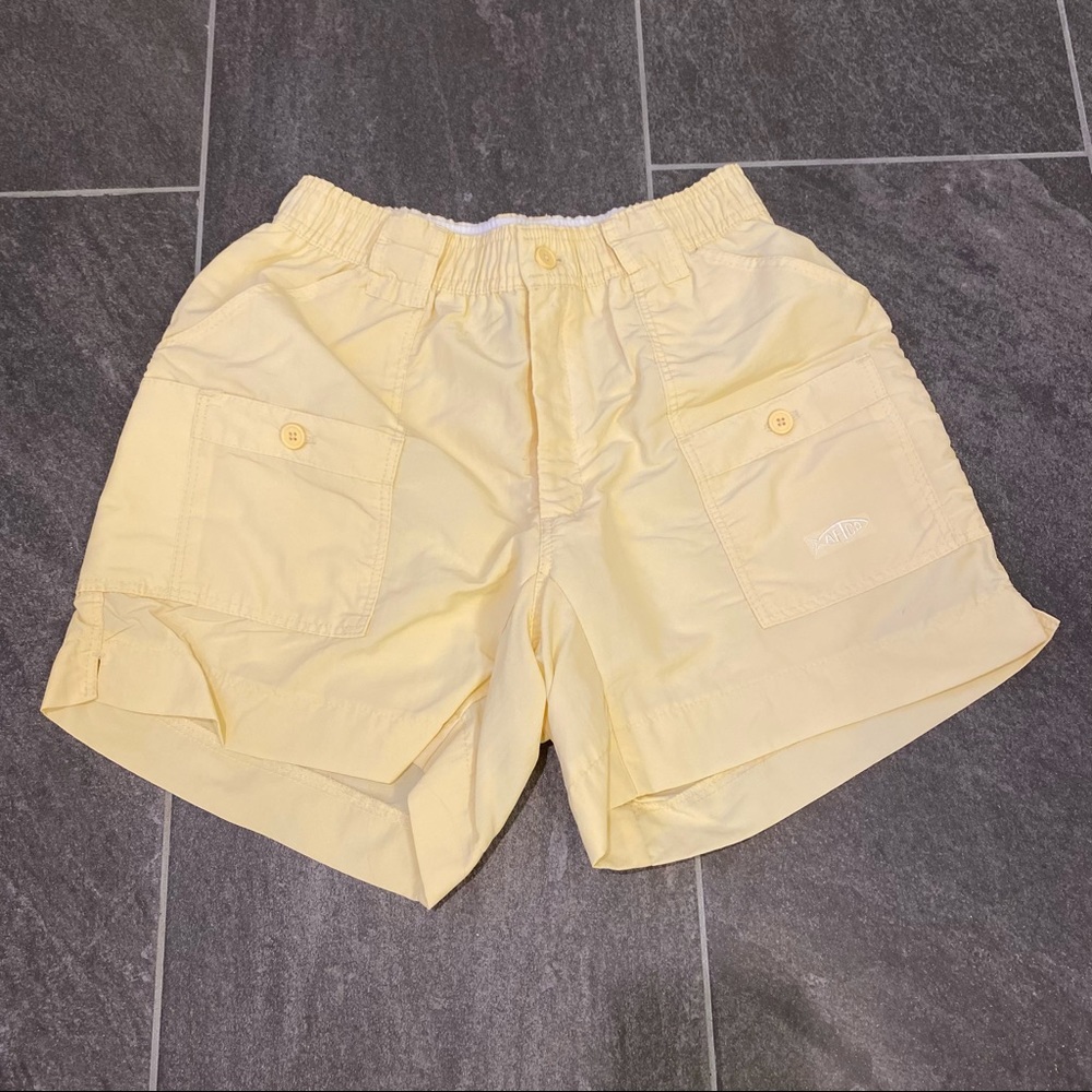 Pastel Yellow Aftco Fishing Shorts